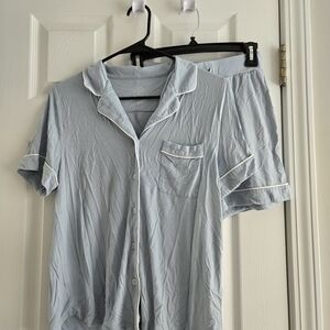 Cozy Earth Bamboo Pajama Short Sleeve And Short Set - Powder Blue - XS